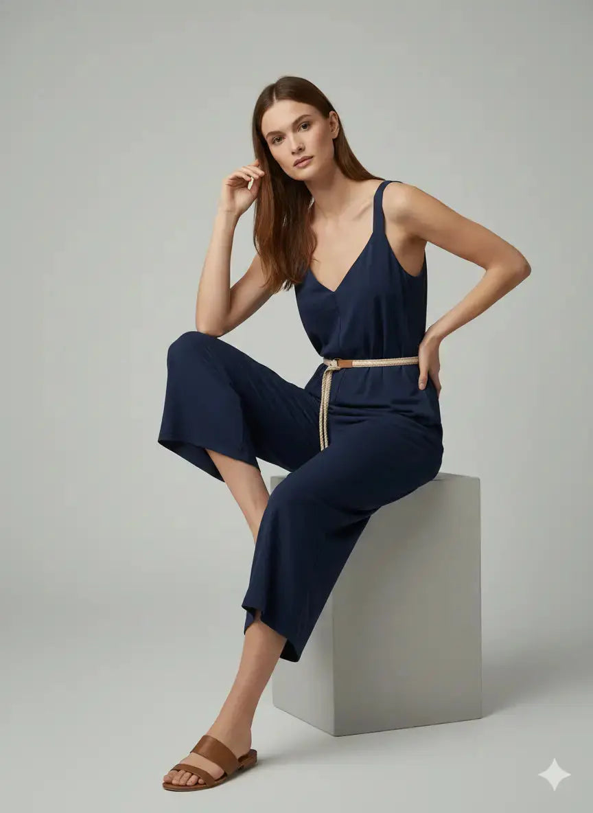 Jumpsuit con scollo a "V" e cinturino in vita Unica by Dorabella