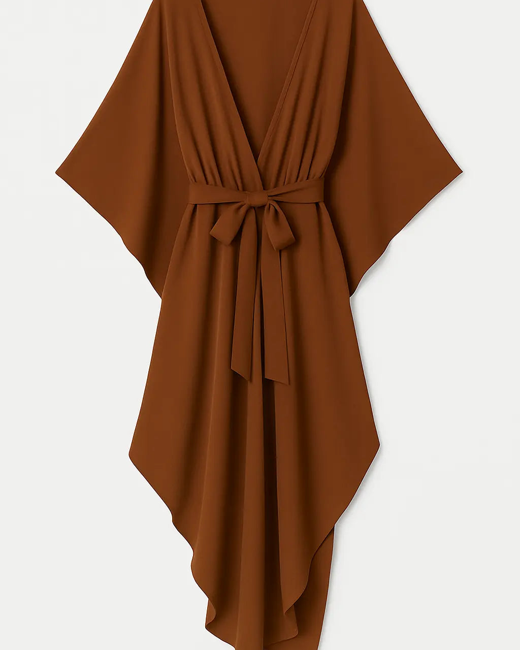 Kimono copricostume asimmetrico con fusciacca Unica by Dorabella Marrone-Taglia-Unica-Curvy-fino-alla-54