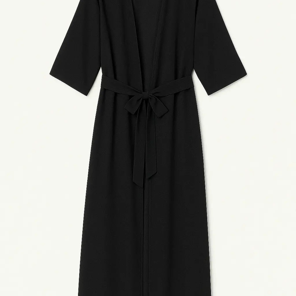 Kimono copricostume in georgette con fusciacca Unica by Dorabella Nero-Taglia-Unica-Fino-alla-46