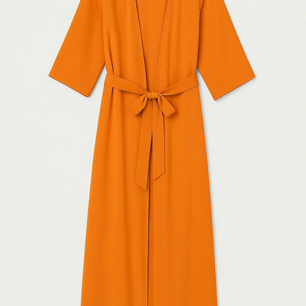 Kimono copricostume in georgette con fusciacca Unica by Dorabella Arancione-Taglia-Unica-Fino-alla-46