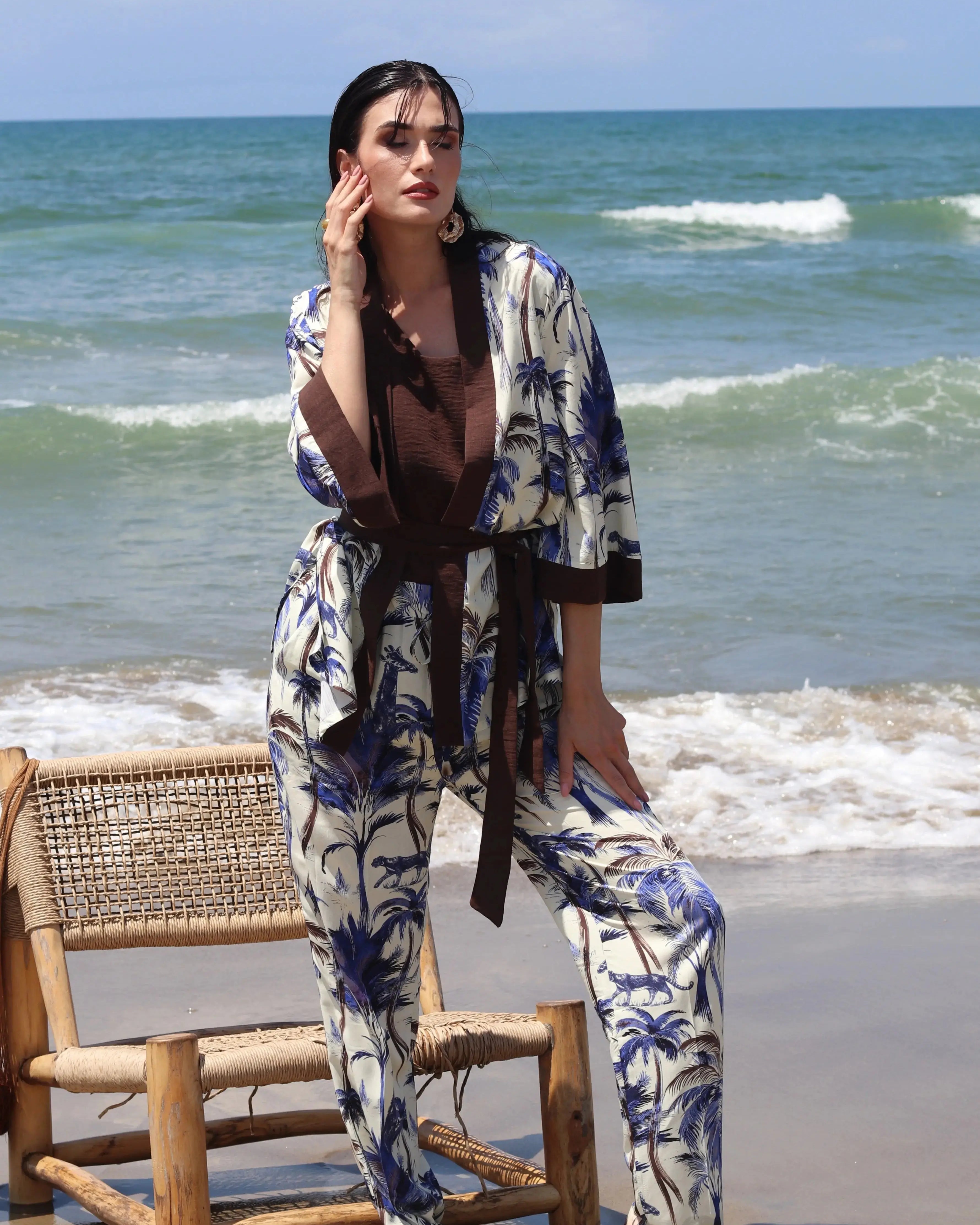 Kimono in fantasia jungle con fusciacca DORABELLA