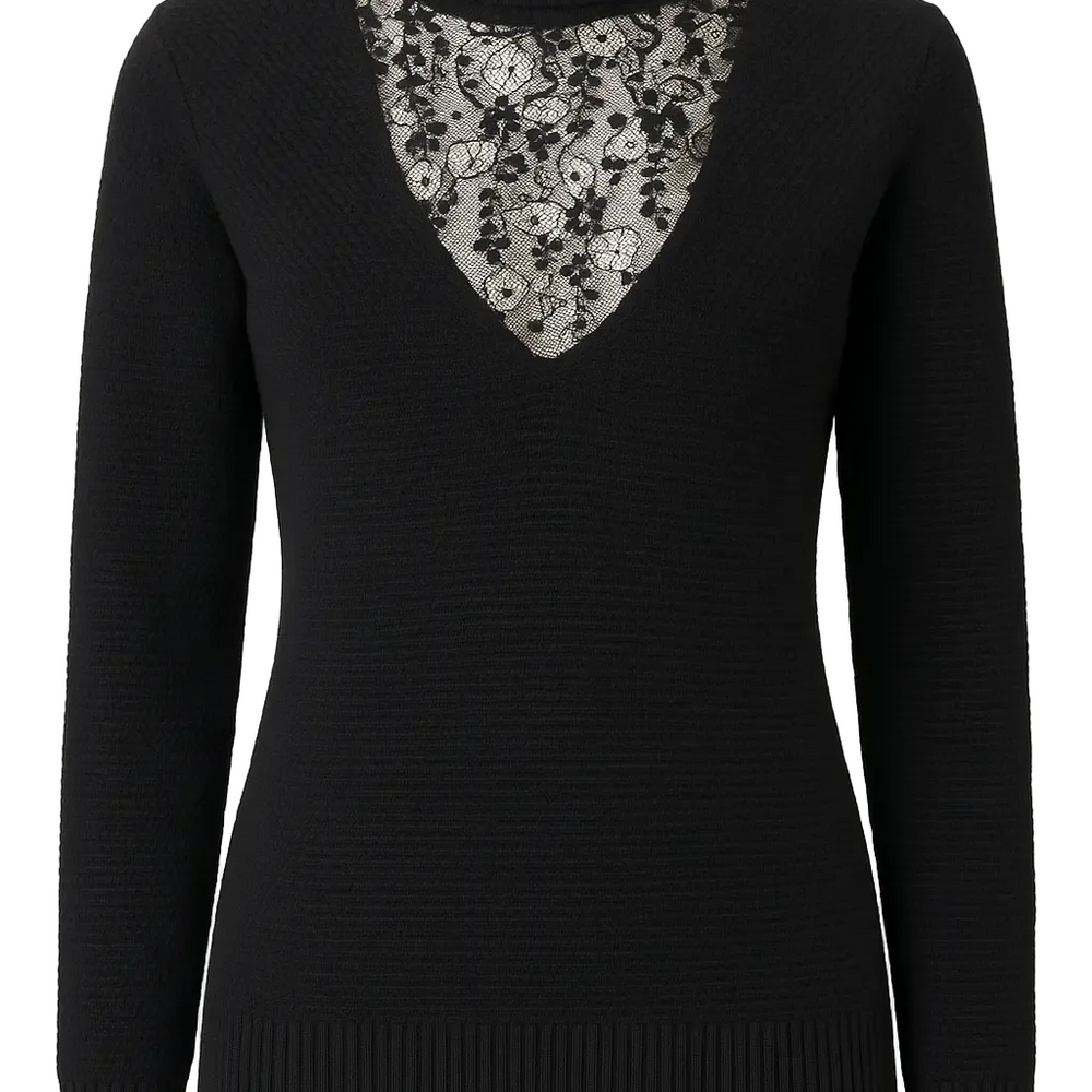 Lupetto con scollo in pizzo e strass DORABELLA