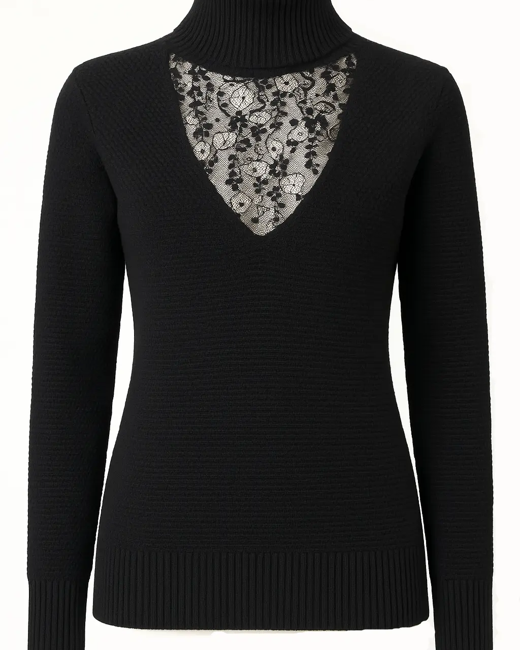 Lupetto con scollo in pizzo e strass DORABELLA