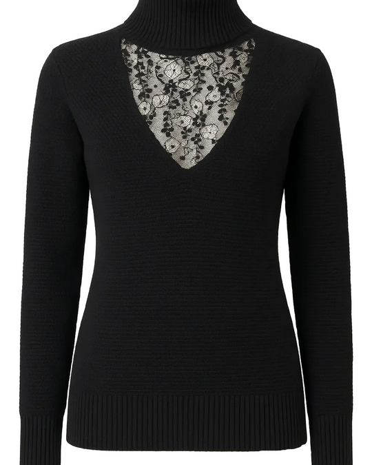 Lupetto con scollo in pizzo e strass DORABELLA
