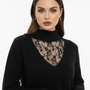 Lupetto con scollo in pizzo e strass DORABELLA