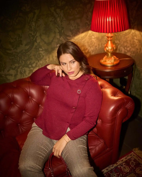 MAGLIA GIROCOLLO CON BOTTONI BORDEAUX DORABELLA