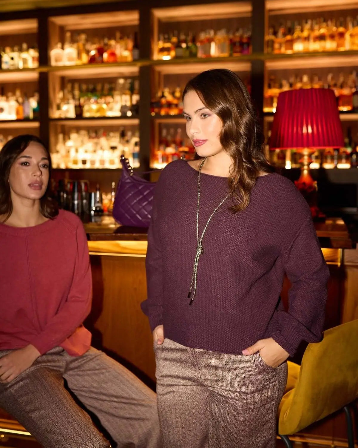 MAGLIA GIROCOLLO CON MANICA A SBUFFO PRUGNA DORABELLA