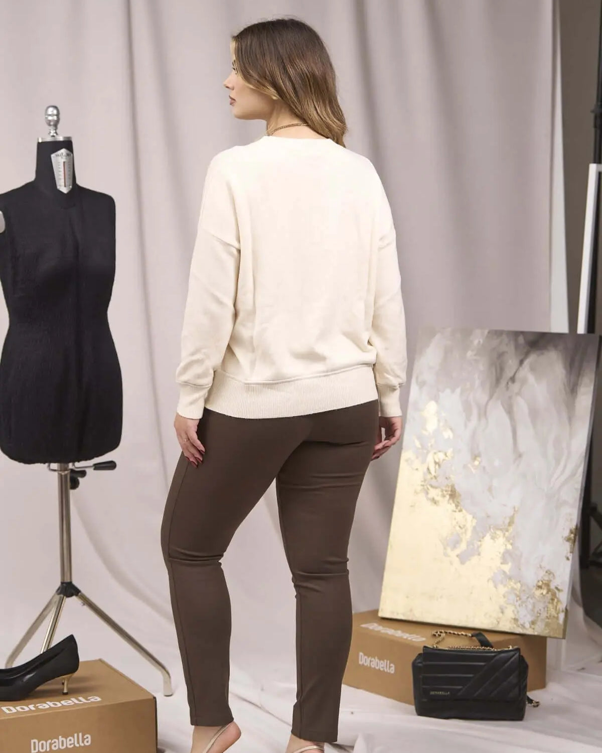 MAGLIA GIROCOLLO CON PROFILO LUREX LATTE DORABELLA