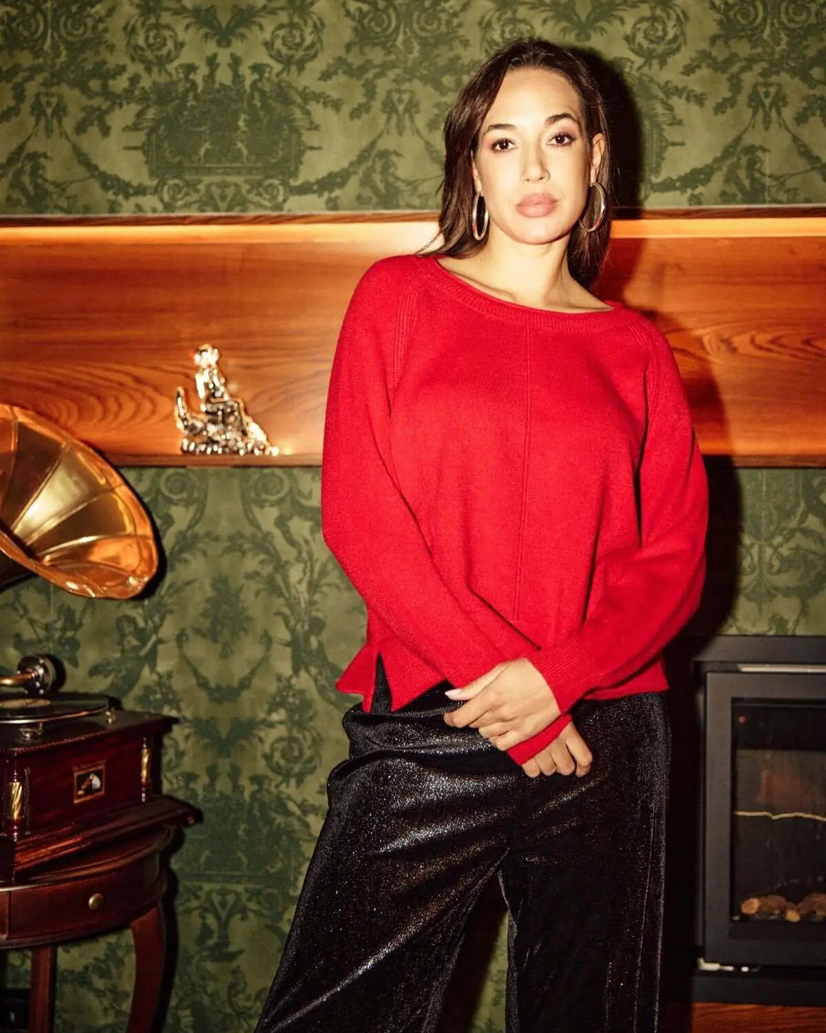 MAGLIA GIROCOLLO CON PROFILO LUREX ROSSO DORABELLA L-XL