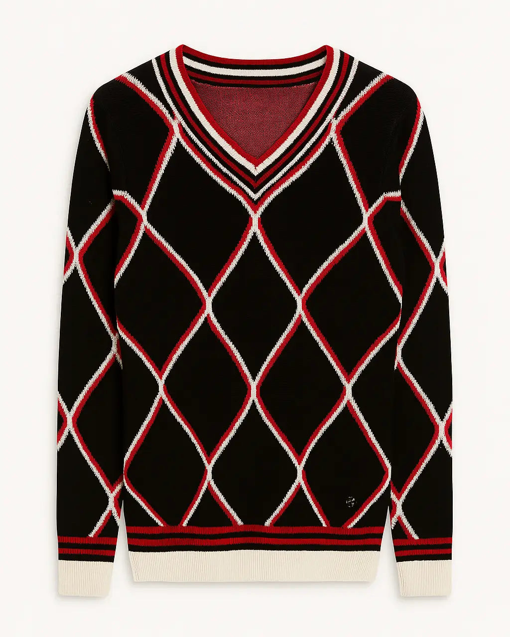 MAGLIA V D.M/POLIESTERE NERO-SILVER DORABELLA