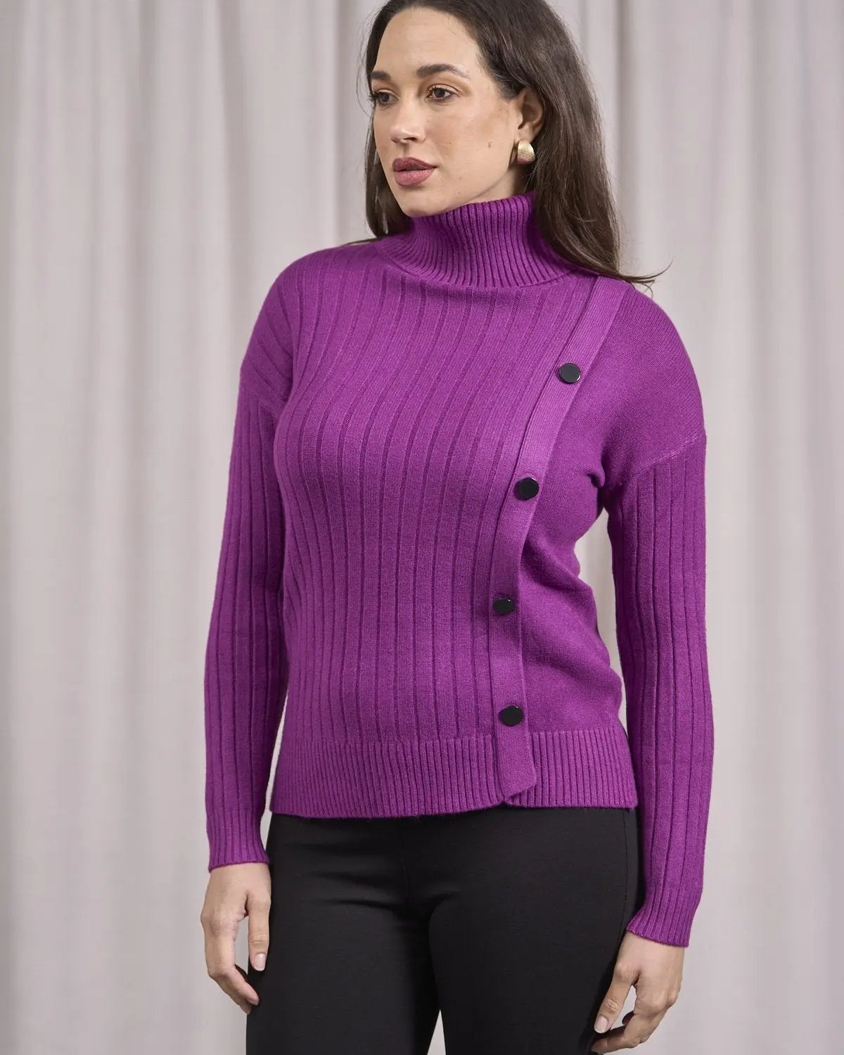 Maglia a collo alto con bottoni laterali ORCHIDEA DORABELLA