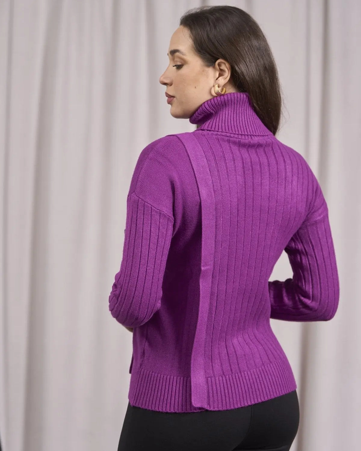 Maglia a collo alto con bottoni laterali ORCHIDEA DORABELLA