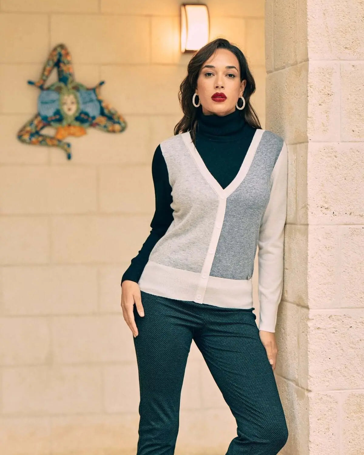 Maglia a collo alto con inserti a contrasto OFF WHITE DORABELLA XL