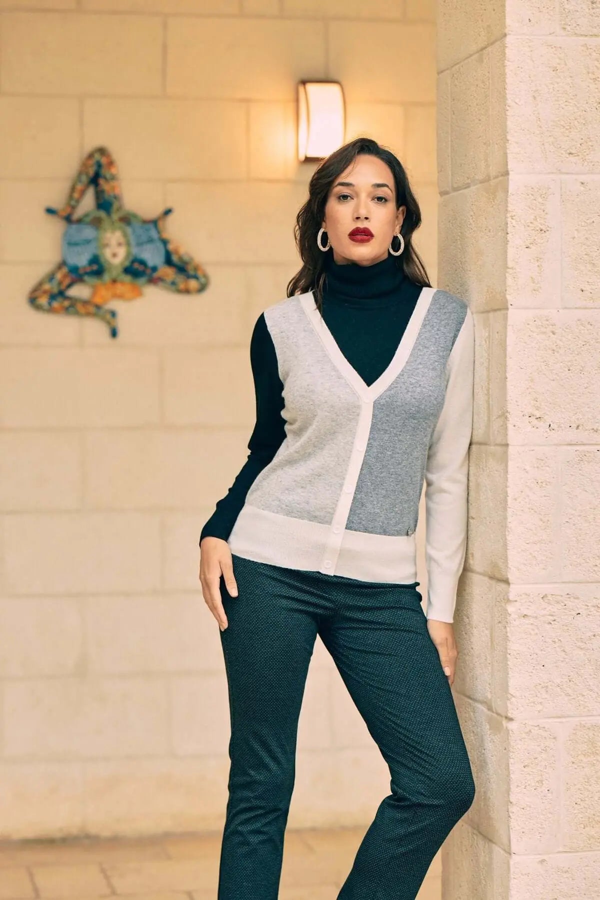 Maglia a collo alto con inserti a contrasto OFF WHITE DORABELLA XL