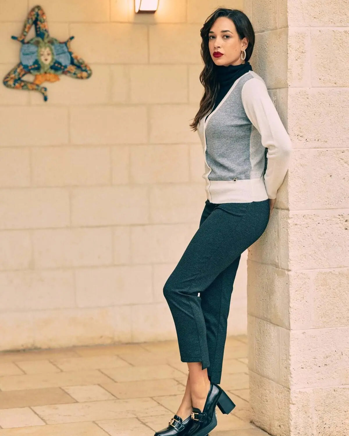 Maglia a collo alto con inserti a contrasto OFF WHITE DORABELLA