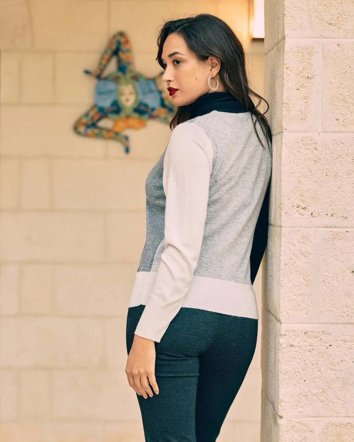 Maglia a collo alto con inserti a contrasto OFF WHITE DORABELLA