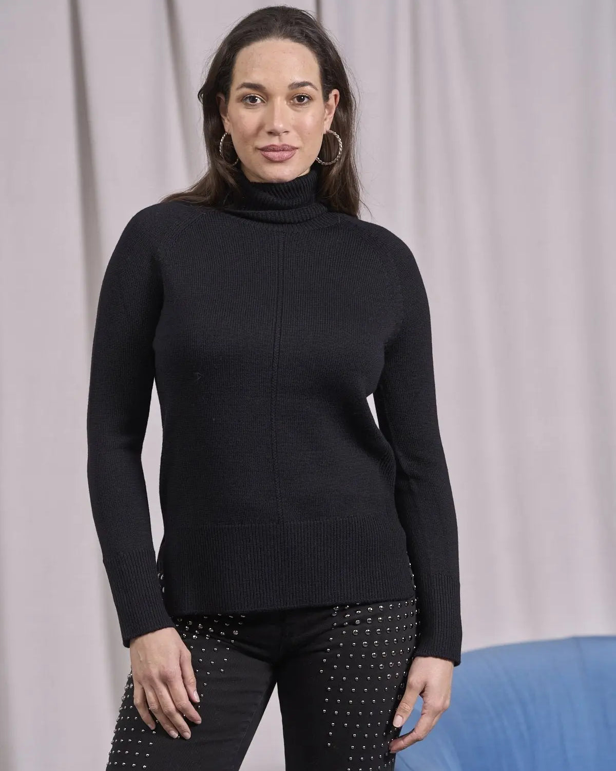 Maglia a collo alto con manica raglan NERO IRONICA