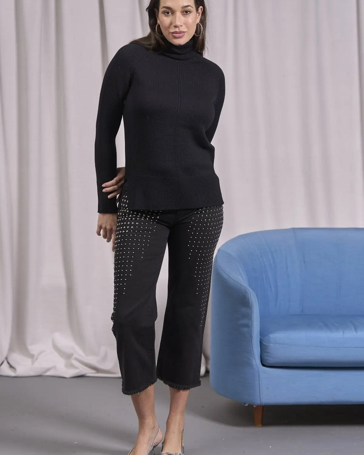 Maglia a collo alto con manica raglan NERO IRONICA