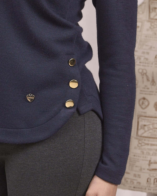 Maglia a collo alto con spacchi e bottoni BLU DORABELLA