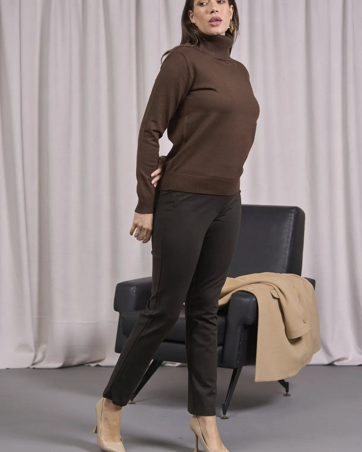 Maglia a collo alto risvoltato CAMMELLO DORABELLA