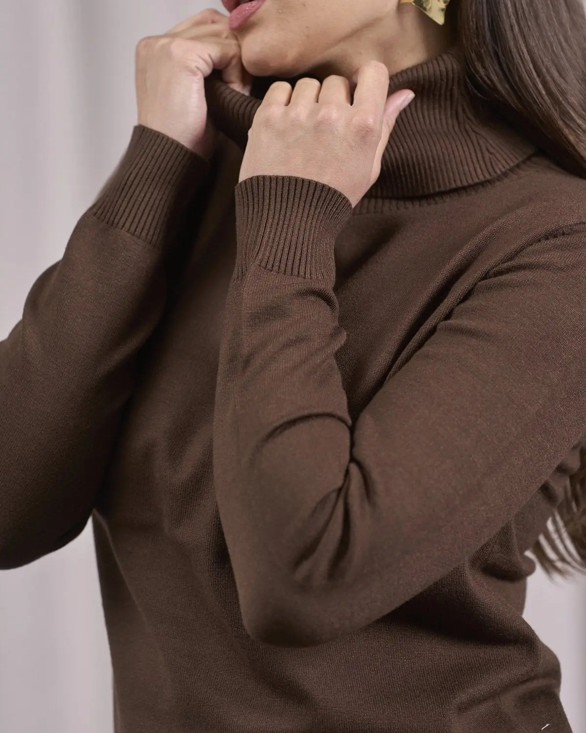 Maglia a collo alto risvoltato CAMMELLO DORABELLA