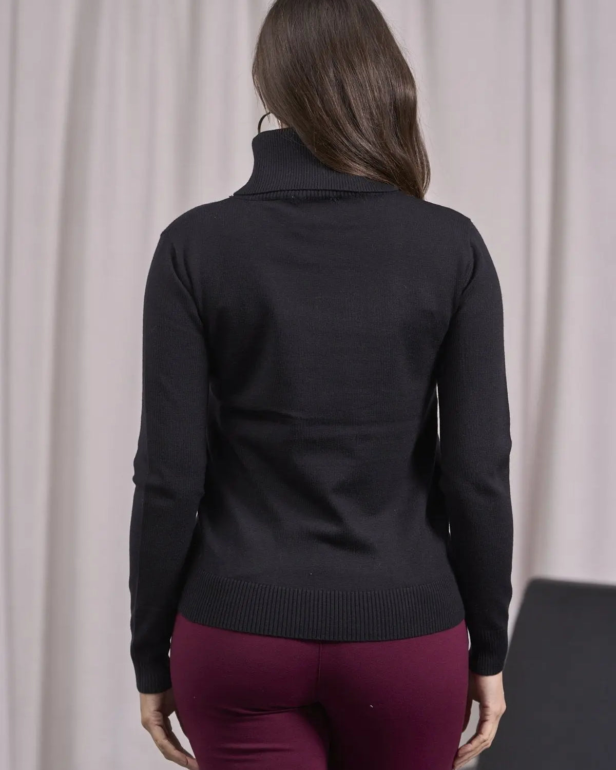 Maglia a collo alto risvoltato NERO DORABELLA