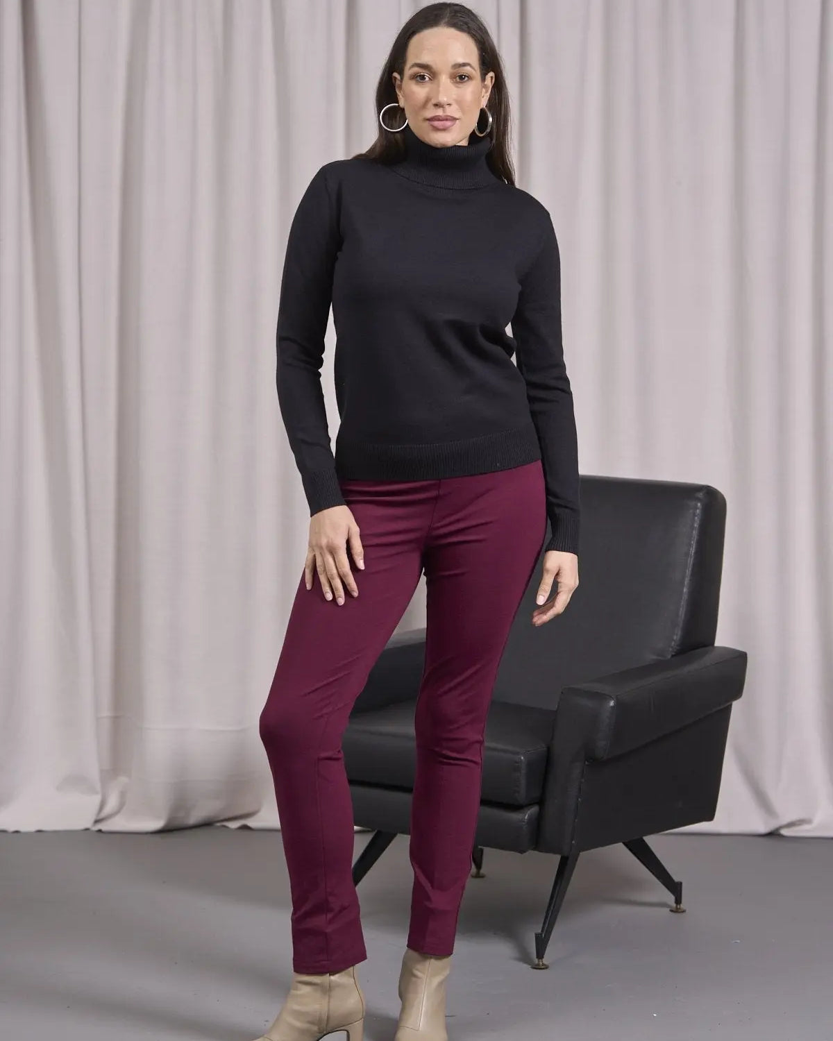 Maglia a collo alto risvoltato NERO DORABELLA