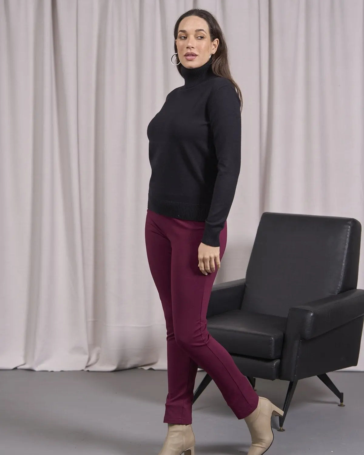 Maglia a collo alto risvoltato NERO DORABELLA