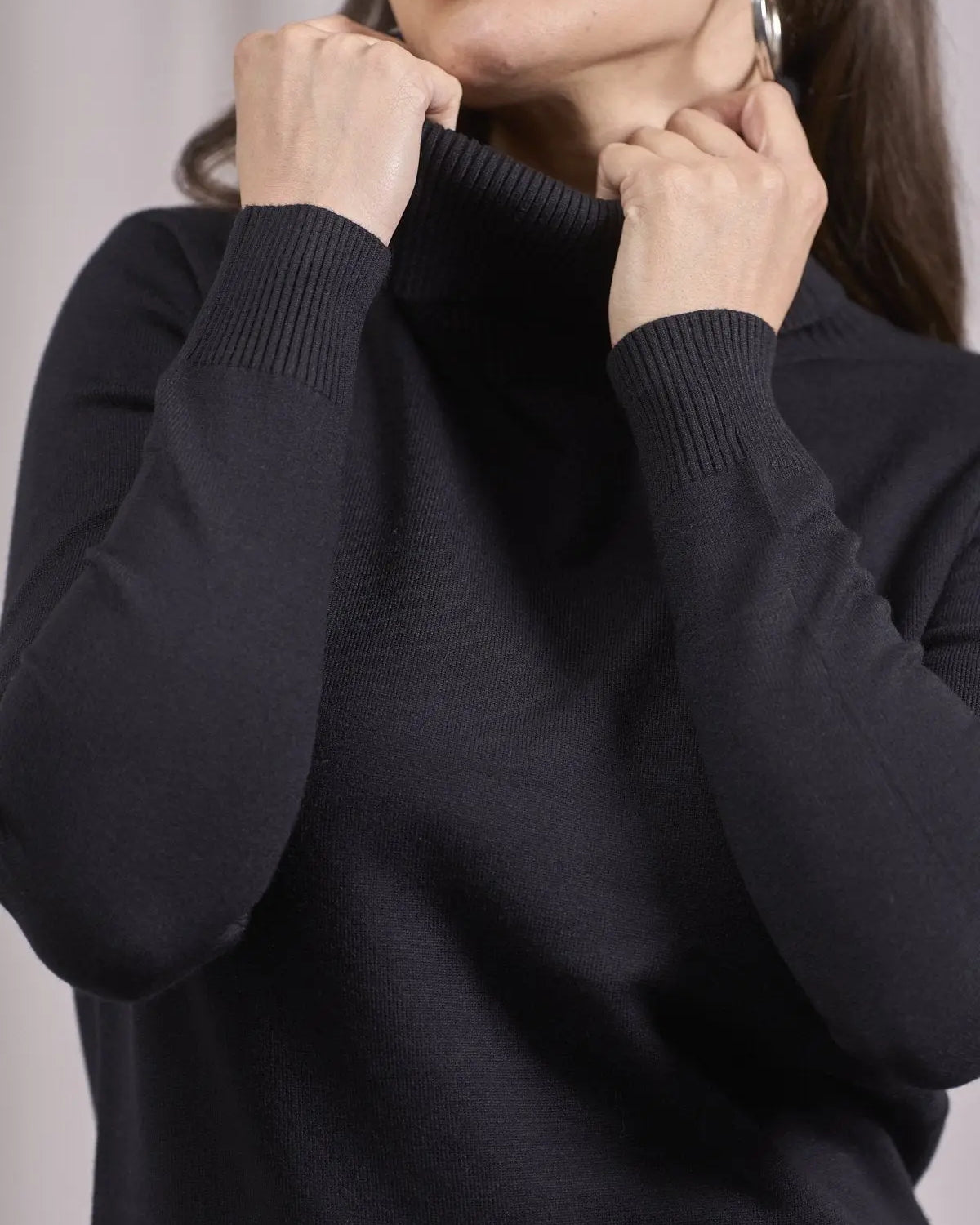 Maglia a collo alto risvoltato NERO DORABELLA