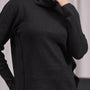 Maglia a collo alto risvoltato e spacchi NERO DORABELLA