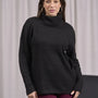 Maglia a collo alto risvoltato e spacchi NERO DORABELLA