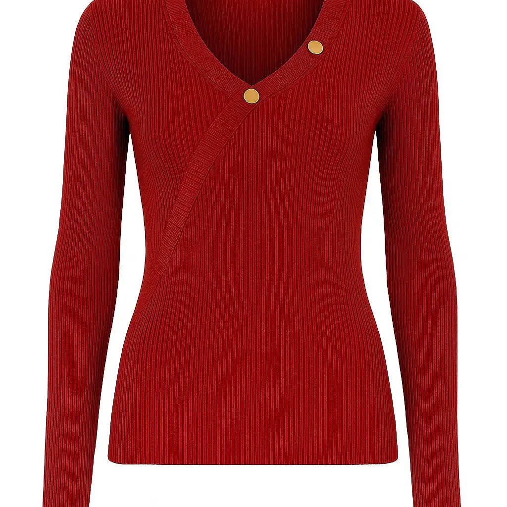 Maglia a costine con bottoni decorativi DORABELLA