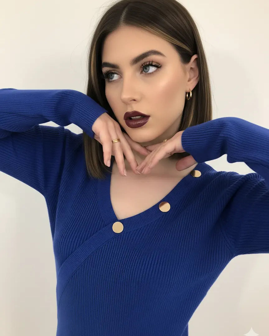 Maglia a costine con bottoni decorativi DORABELLA