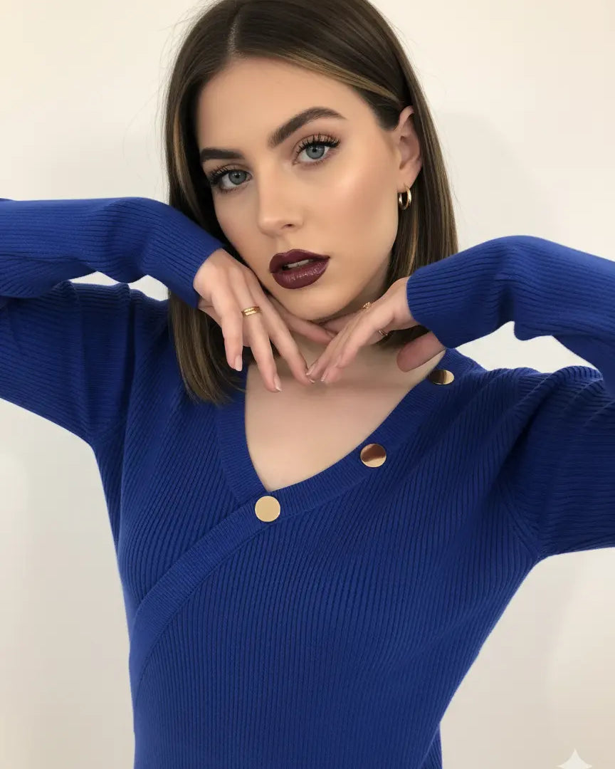 Maglia a costine con bottoni decorativi DORABELLA