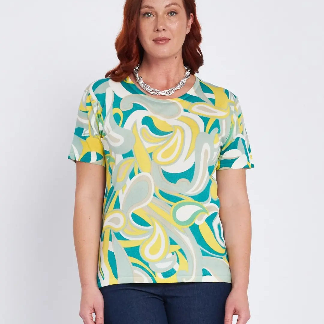 Maglia a fantasia a mezze maniche TURCHESE DORABELLA PIU' XXXL-49