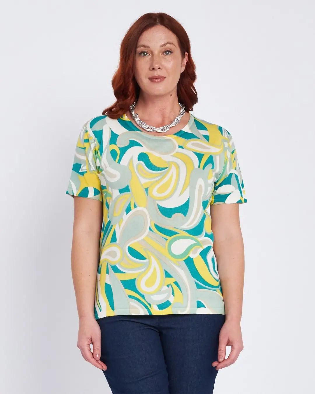 Maglia a fantasia a mezze maniche TURCHESE DORABELLA PIU' XXXL-49