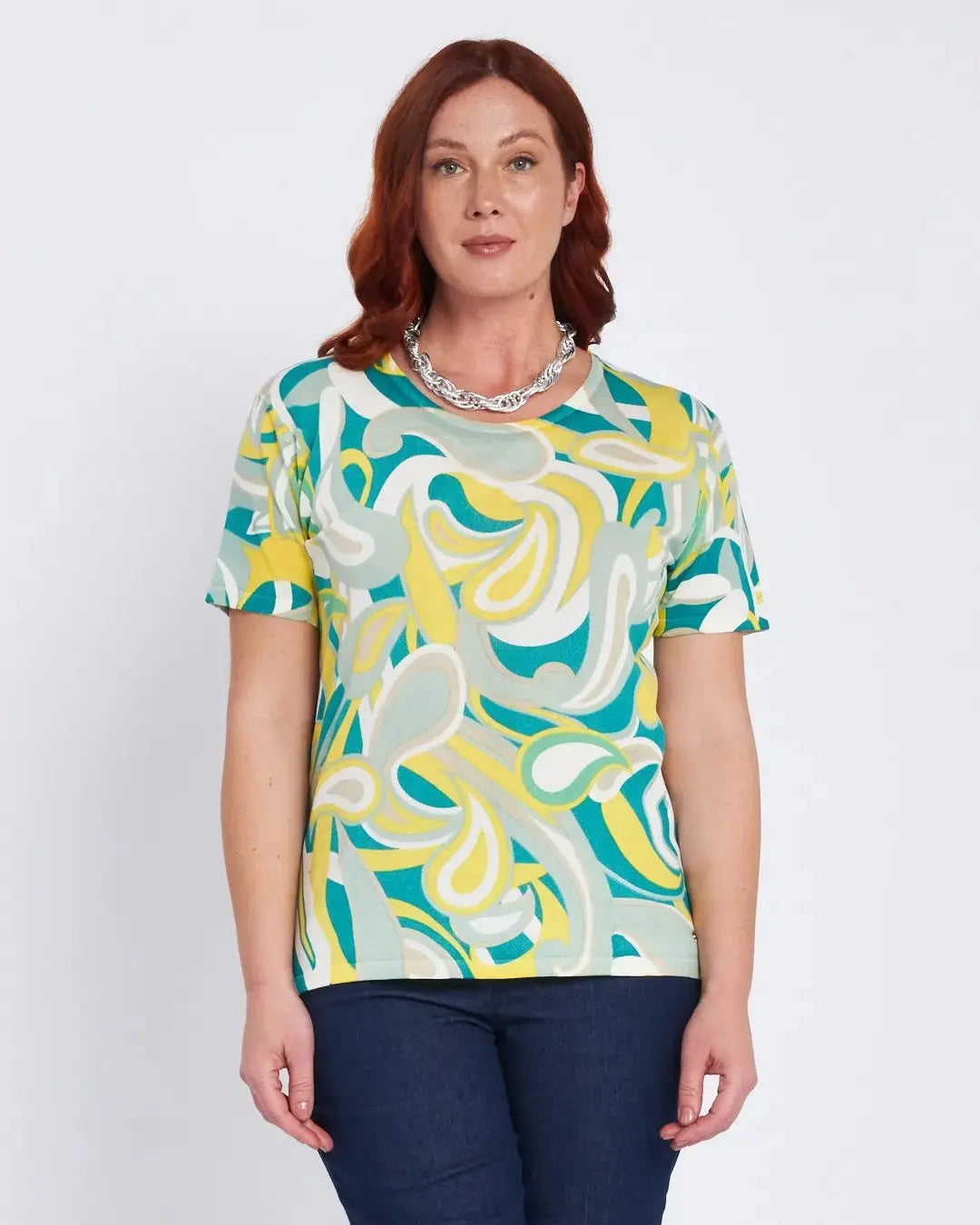 Maglia a fantasia a mezze maniche TURCHESE DORABELLA PIU' XXXL-49
