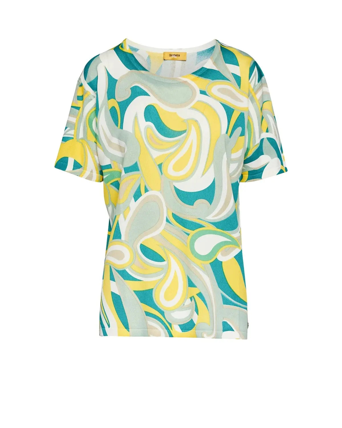 Maglia a fantasia a mezze maniche TURCHESE DORABELLA PIU'