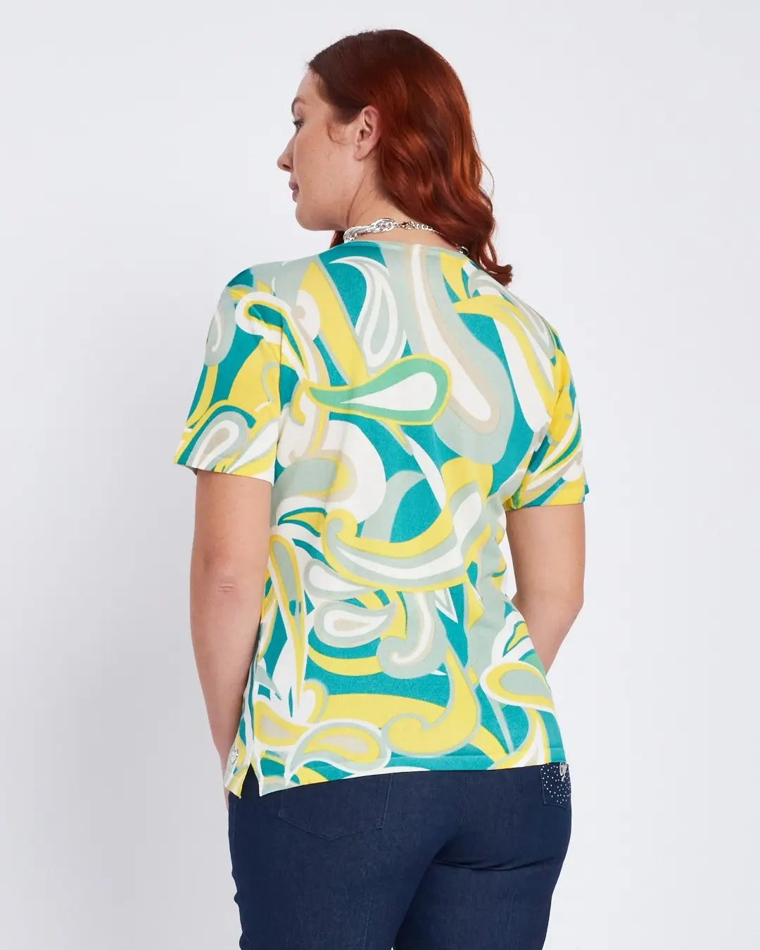 Maglia a fantasia a mezze maniche TURCHESE DORABELLA PIU'