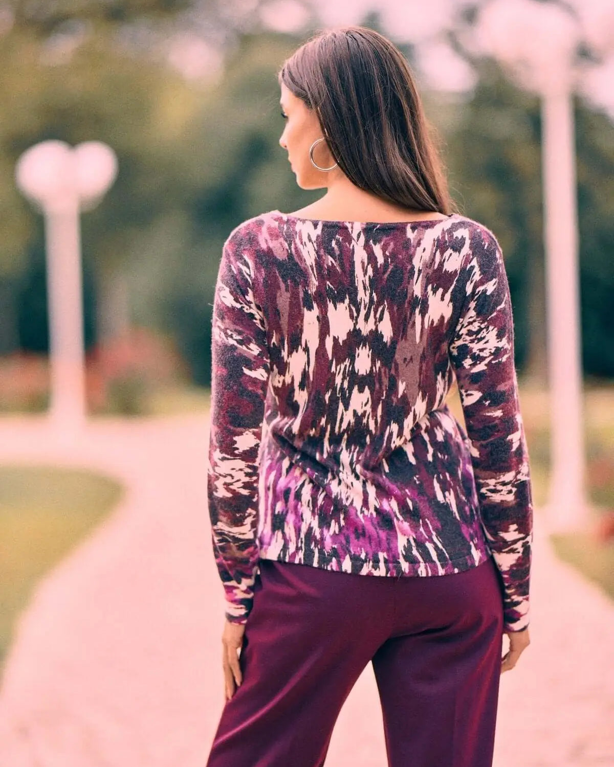 Maglia a fantasia all over con strass PRUGNA DORABELLA