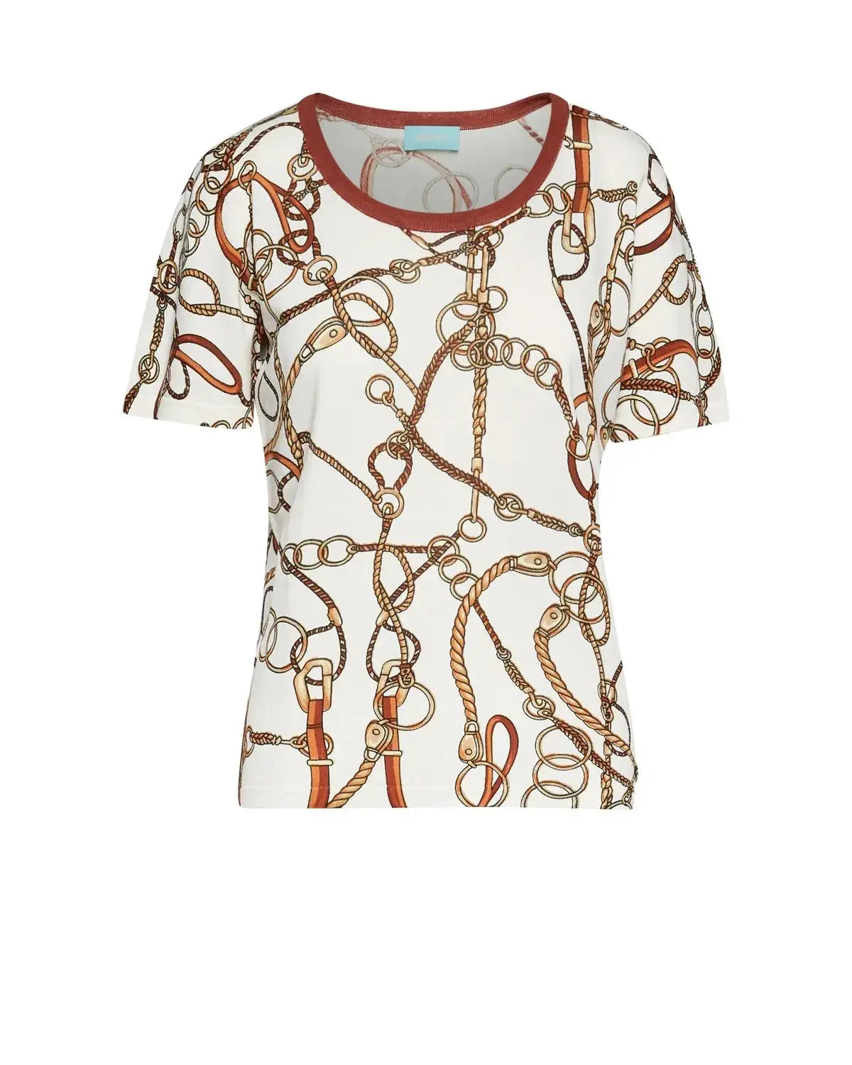 Maglia a girocollo a fantasia con bordino a contrasto BIANCO DORABELLA