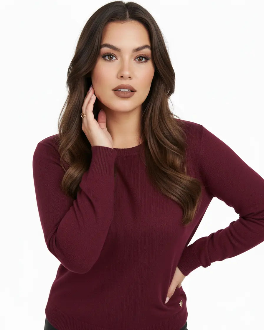 Maglia a girocollo basic e maniche lunghe DORABELLA