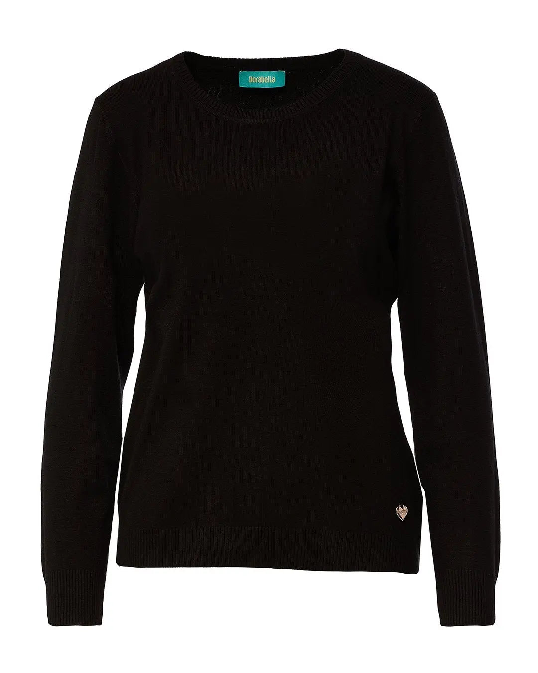 Maglia a girocollo basic e maniche lunghe NERO DORABELLA