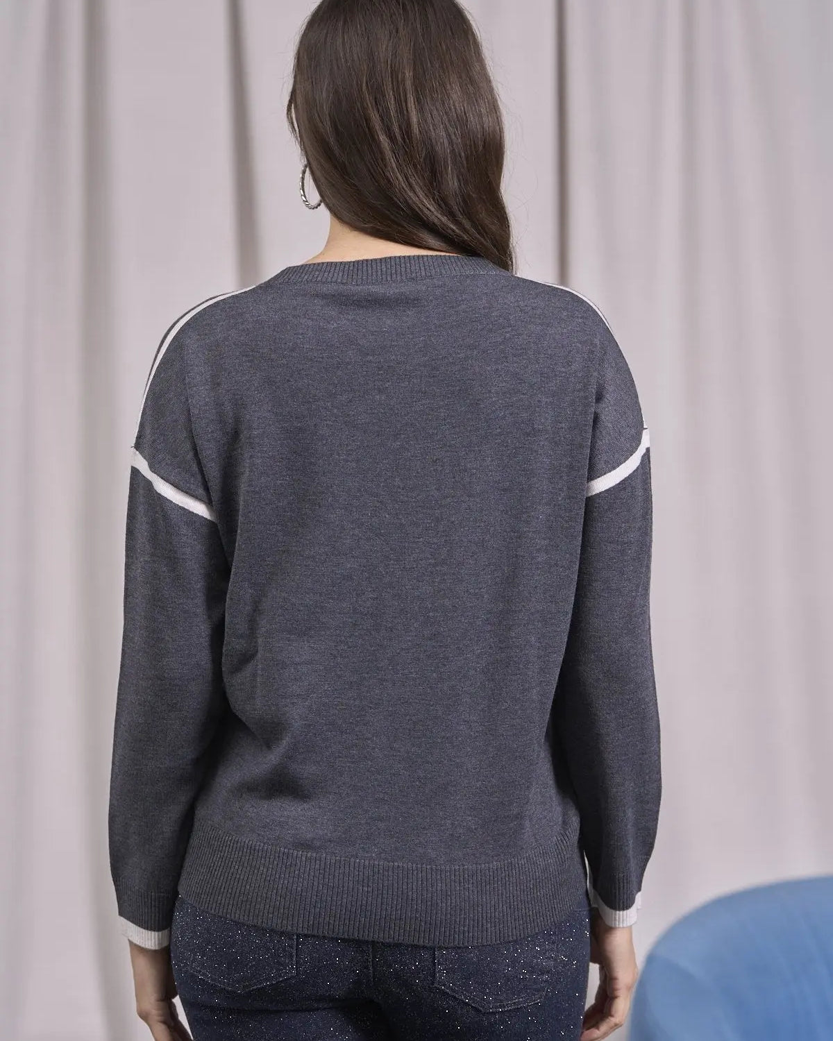 Maglia a girocollo con contorni a contrasto ANTRACITE IRONICA