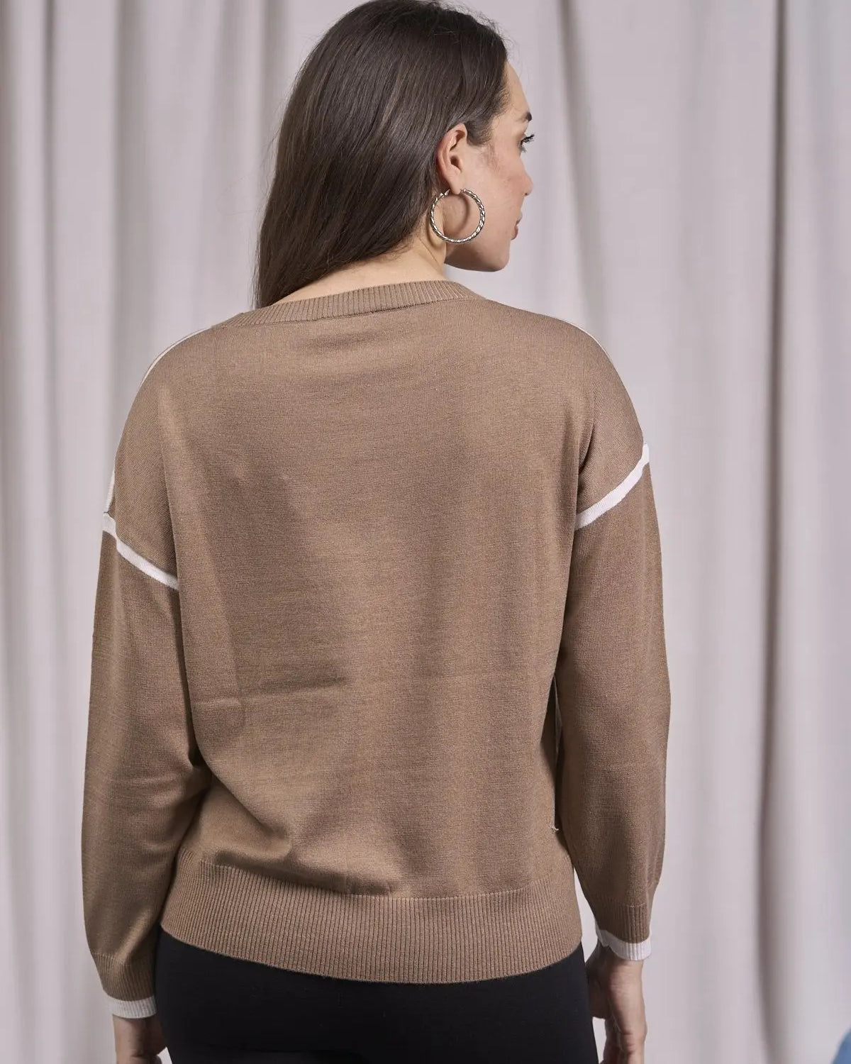 Maglia a girocollo con contorni a contrasto CAMMELLO IRONICA