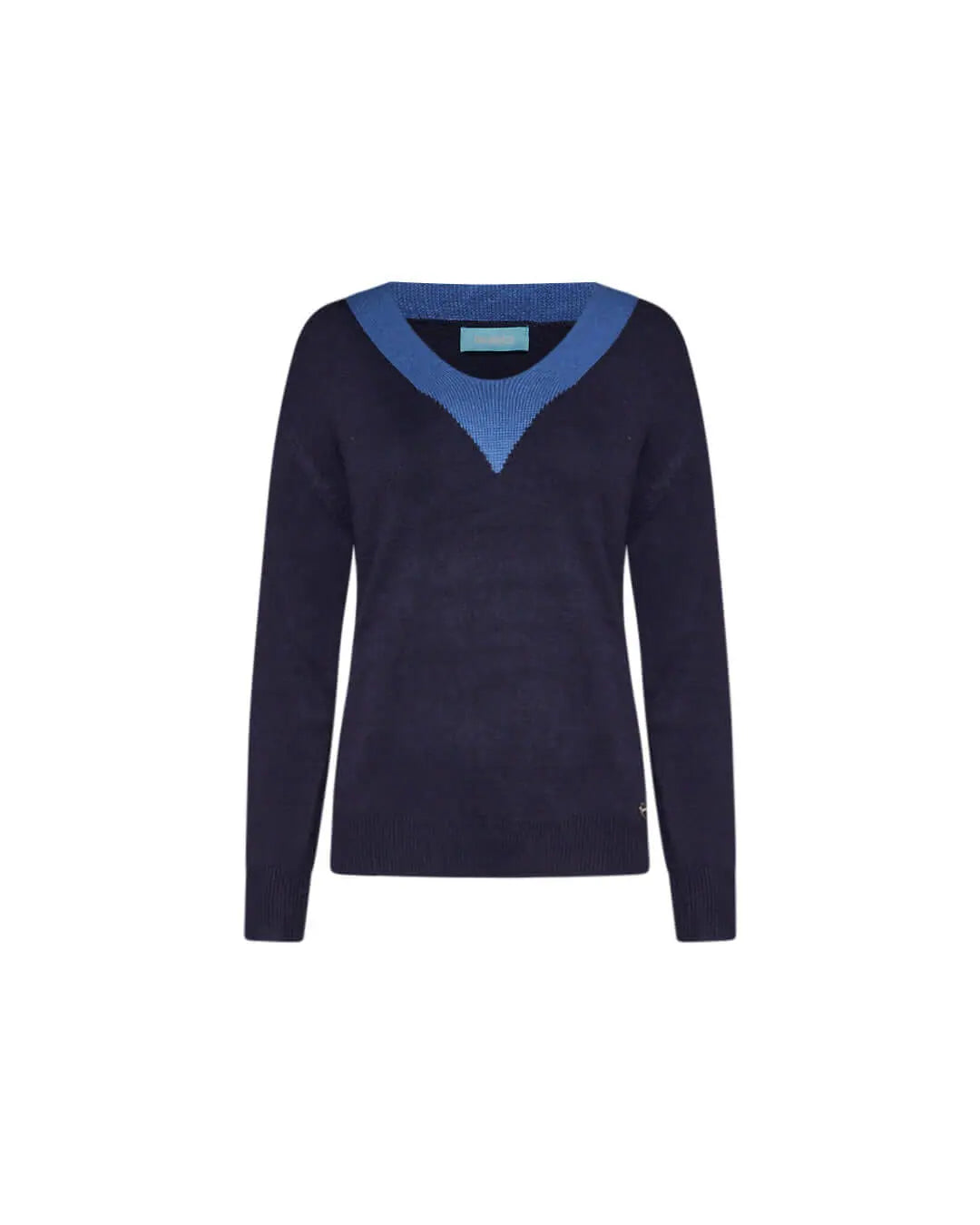 Maglia a girocollo con intarsio a contrasto BLU DORABELLA