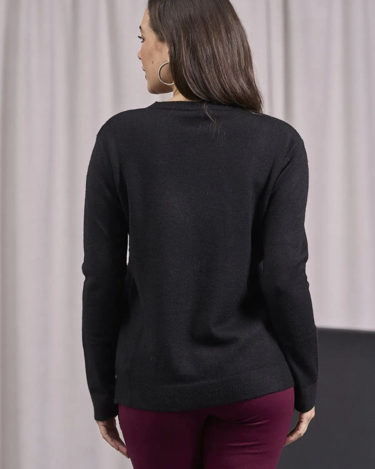 Maglia a girocollo con motivo frontale NERO DORABELLA