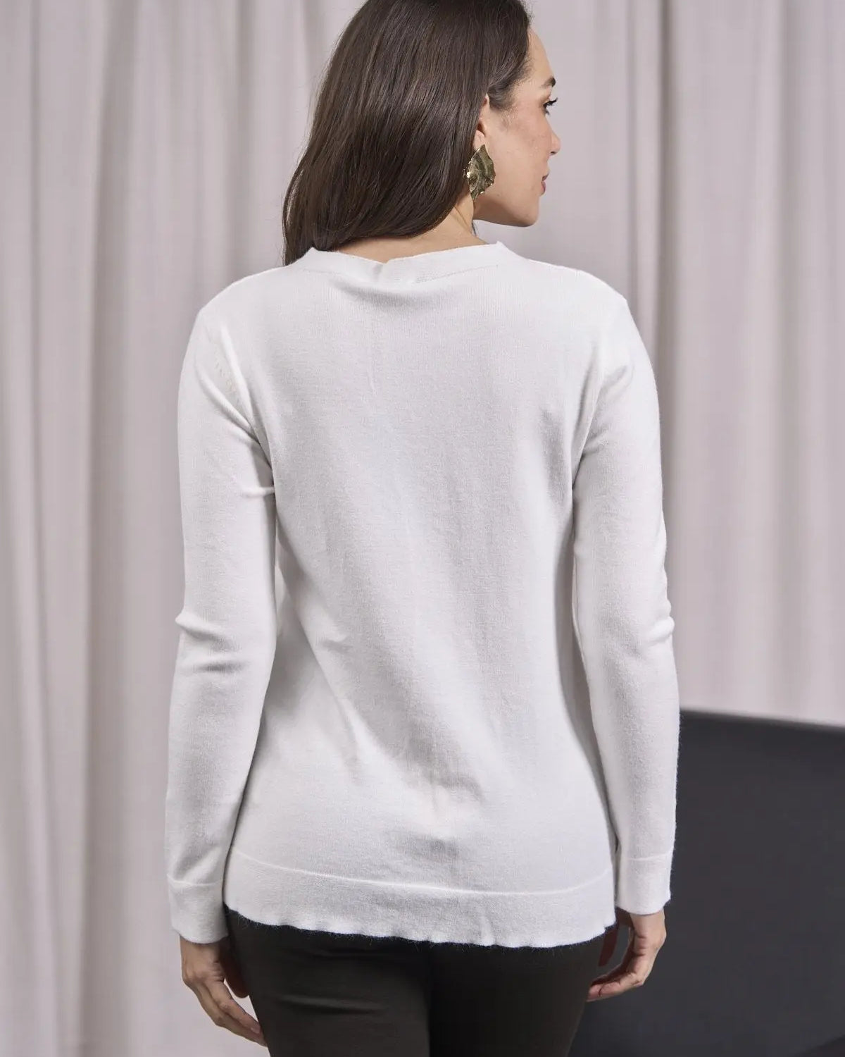 Maglia a girocollo con motivo frontale PANNA DORABELLA