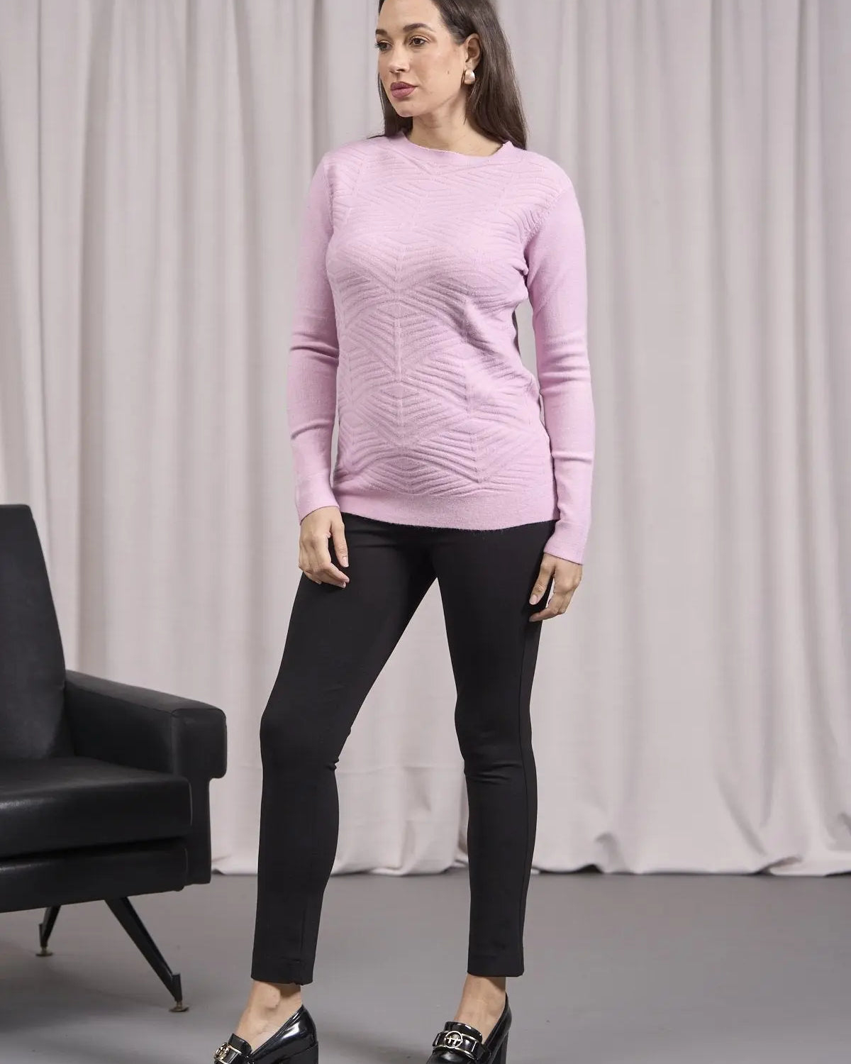 Maglia a girocollo con motivo frontale ROSA DORABELLA