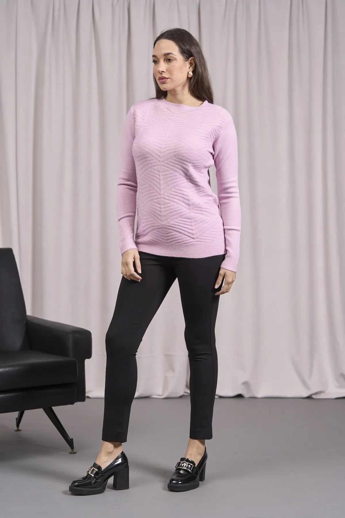 Maglia a girocollo con motivo frontale ROSA DORABELLA